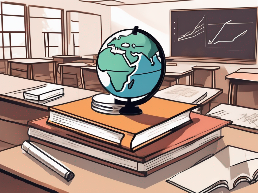 A classroom setting in china with symbolic elements such as a graduation cap