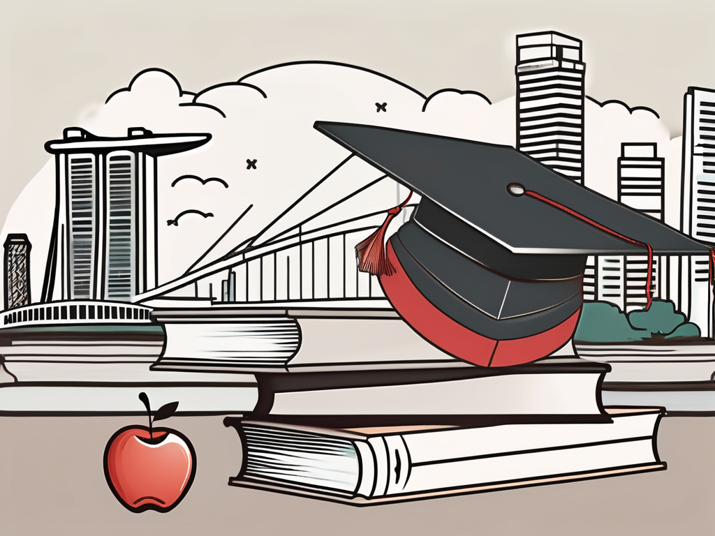 A graduation cap resting on a stack of books