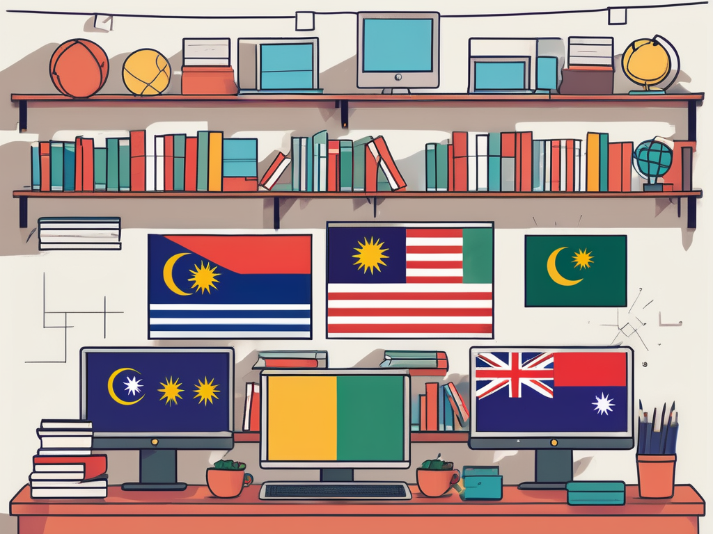 A vibrant malaysian classroom filled with diverse educational tools