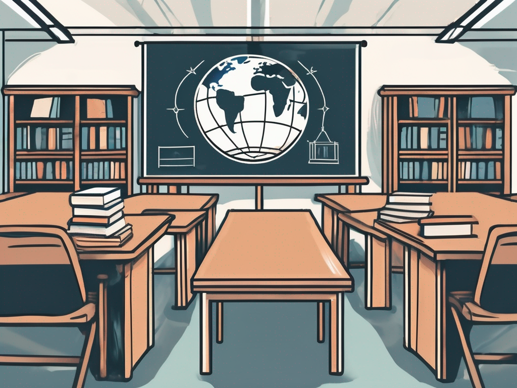 A classroom setting in singapore with a globe
