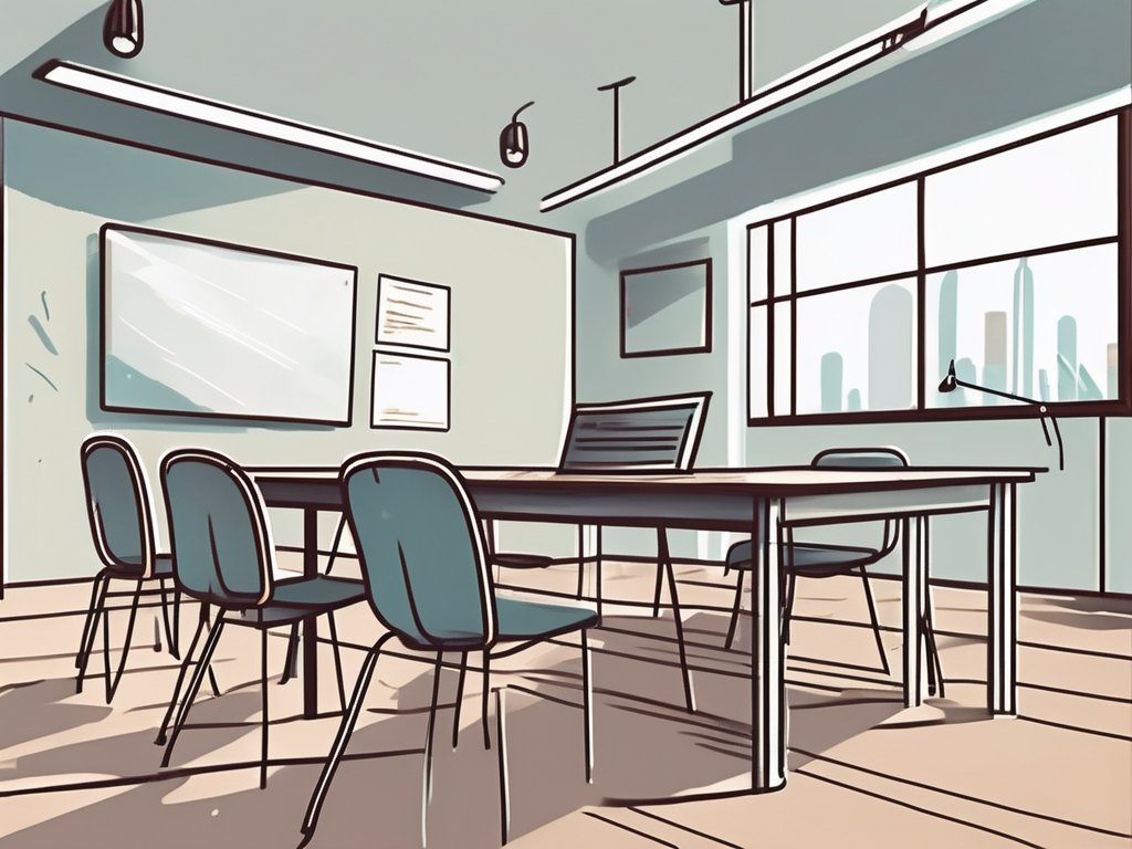 A classroom setting in malaysia with various educational tools and a prominent interview setup