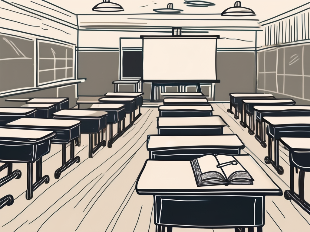 A classroom setting in thailand with a chalkboard