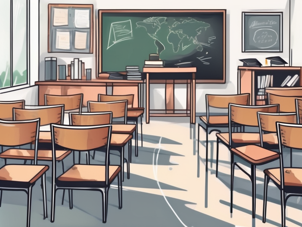 A classroom setting in singapore with empty chairs