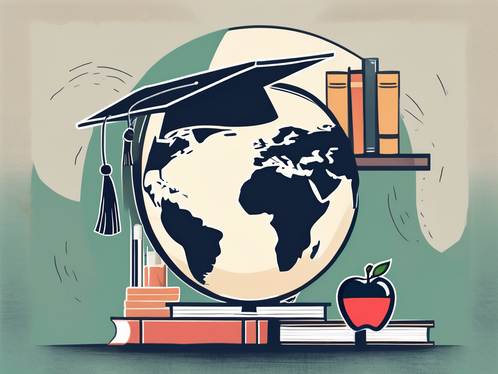 A graduation cap on top of a globe focusing on thailand