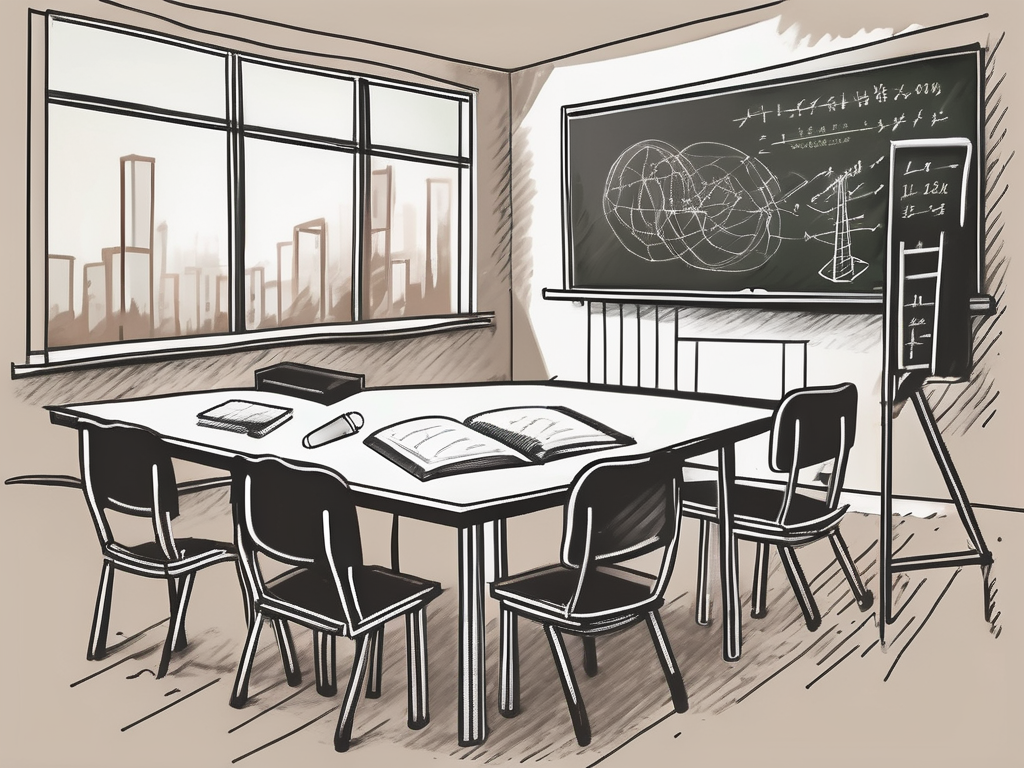A classroom setting in hong kong with an assortment of teaching tools scattered around