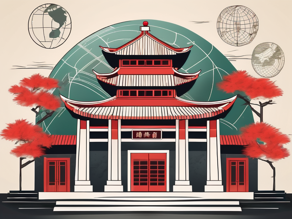 A classroom setting with traditional chinese architectural elements