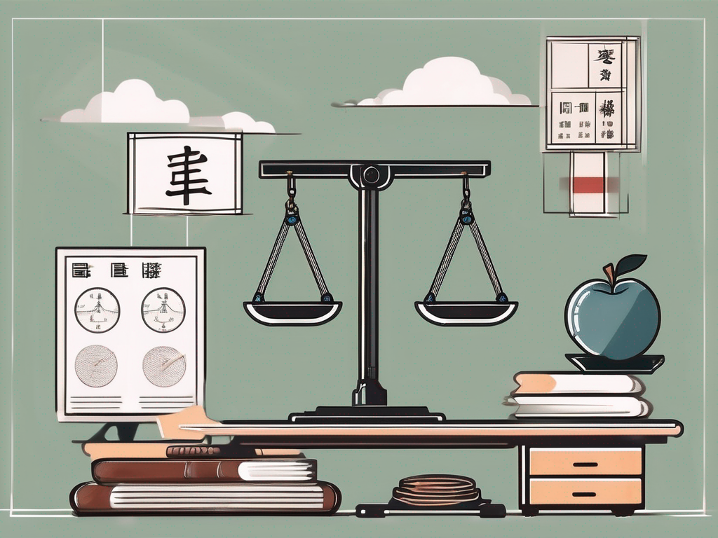 A classroom setting in china with an emphasis on educational tools and cultural elements