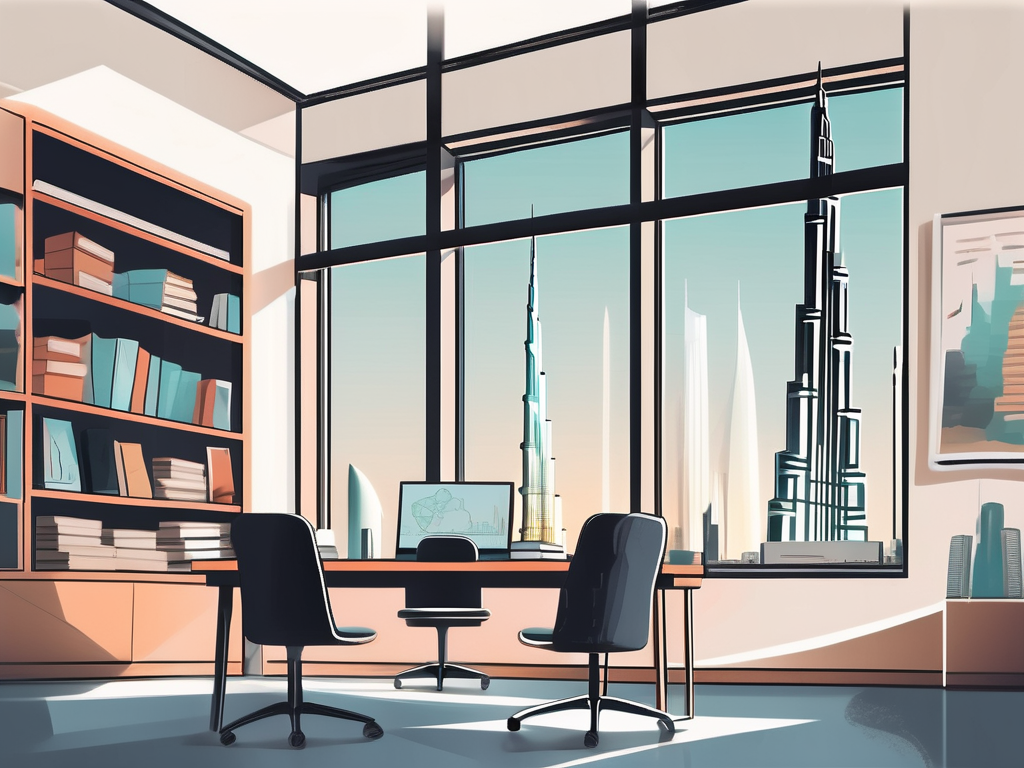 A modern classroom scene in dubai showcasing education materials