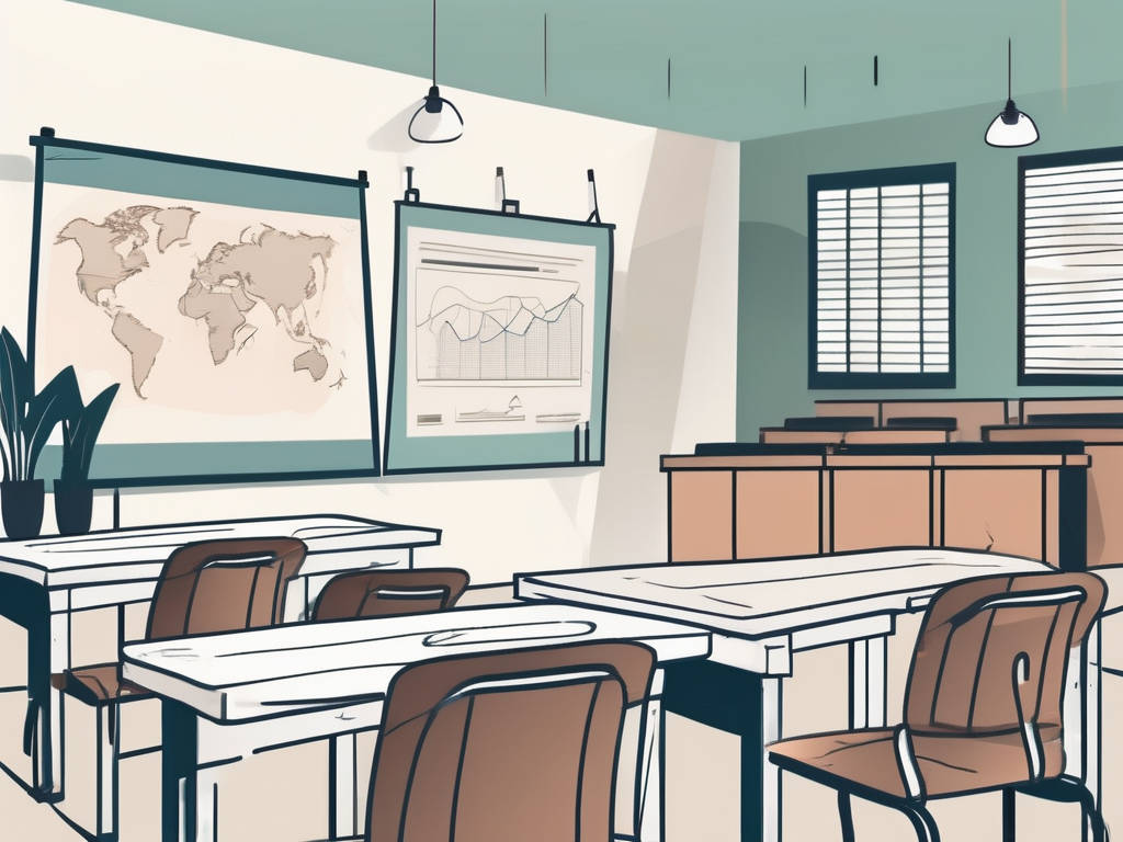 A classroom setting with malaysian cultural elements