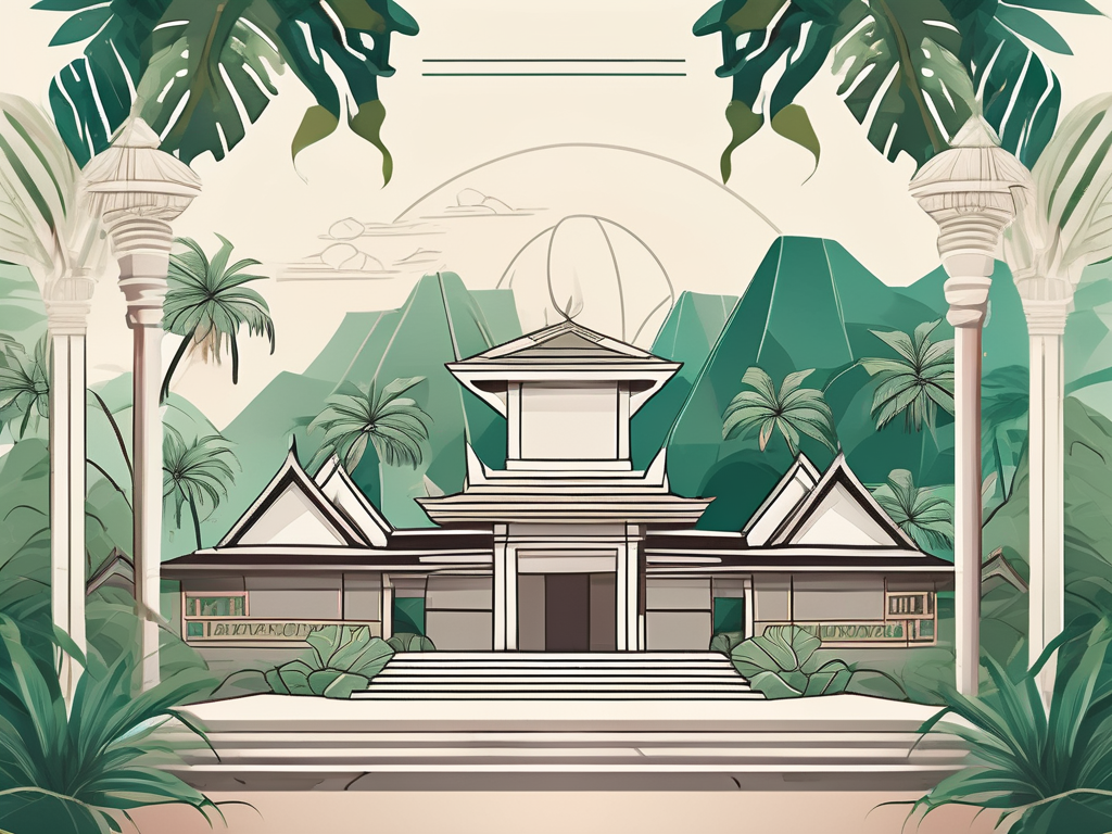 A classroom setting with traditional thai architectural elements