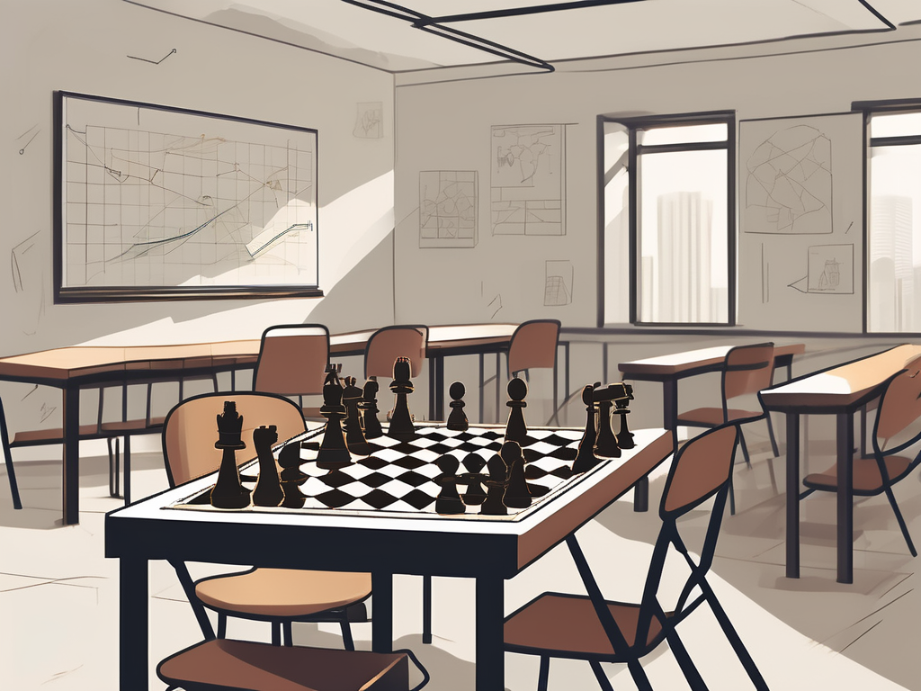 A classroom setting in hong kong with diverse educational tools and elements symbolizing strategies