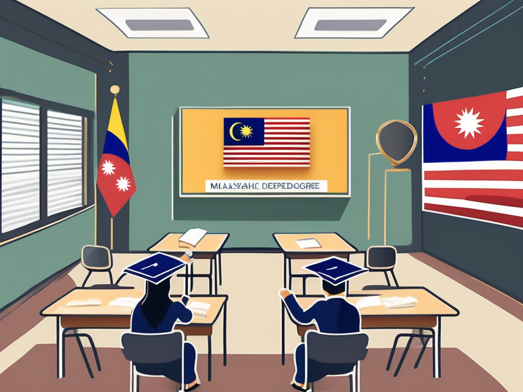 A classroom setting with a chalkboard