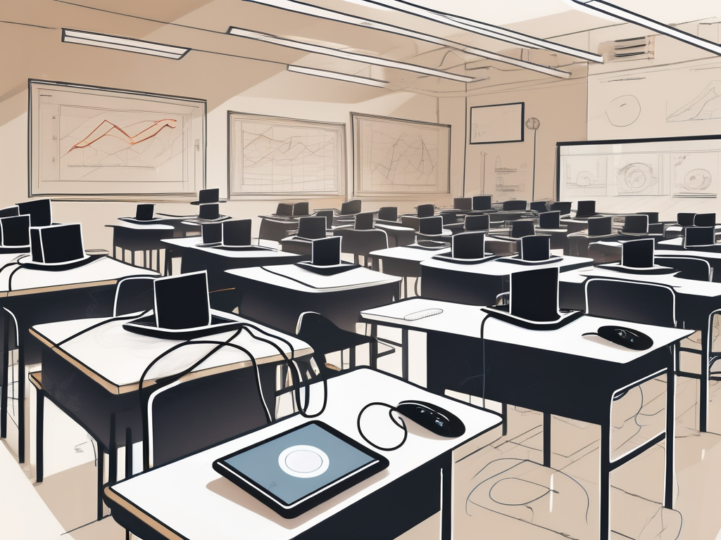 A modern thai classroom featuring various technological tools such as laptops