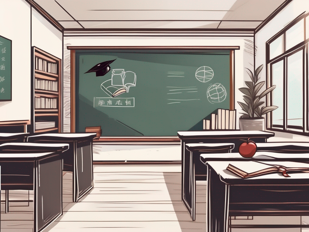 A classroom setting in china with teaching materials like books