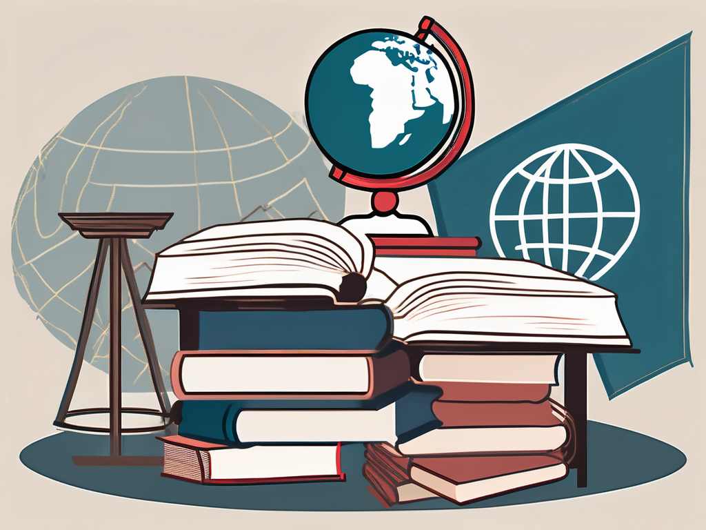 A classroom setting in china with various symbolic elements such as a master's degree cap