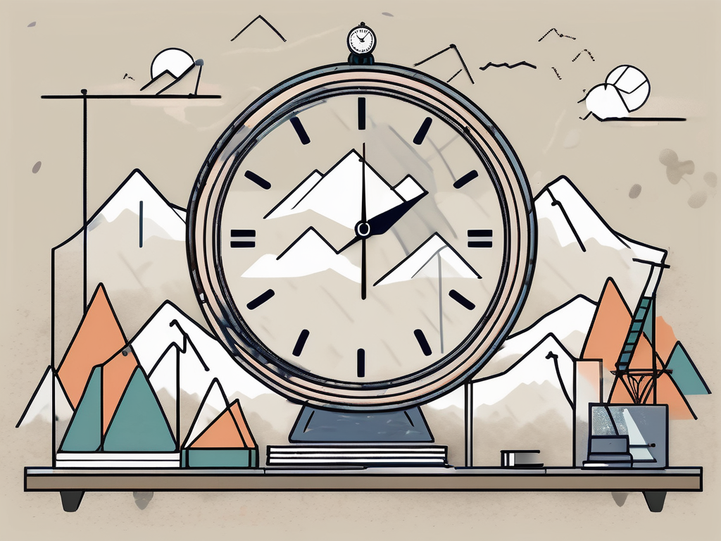 A classroom setting in hong kong with various symbols representing challenges such as a mountain (to symbolize obstacles)