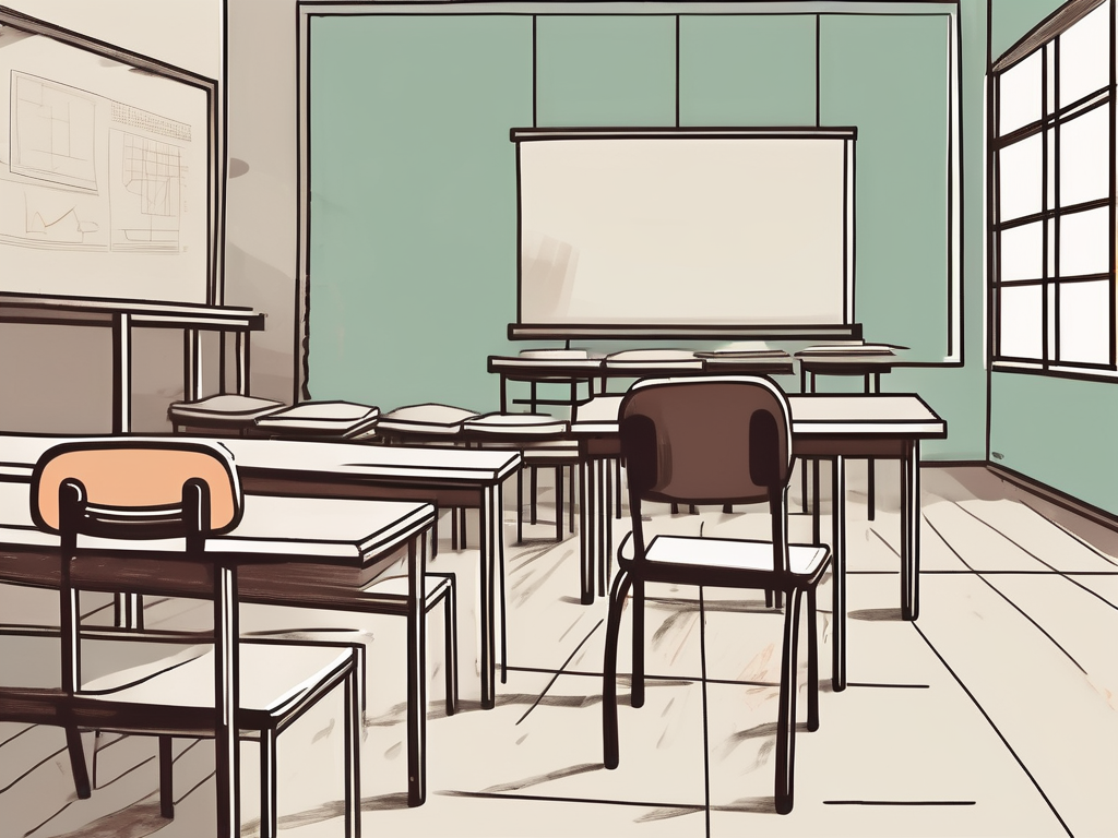 A classroom setting in hong kong with various educational tools and a chair for an interview