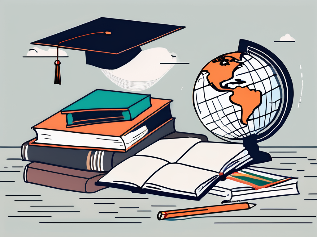 A classroom setting with an empty teacher's desk