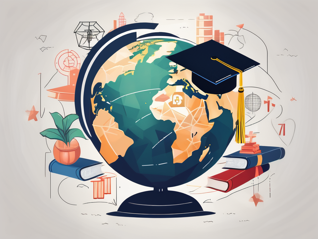 A graduation cap on top of a globe