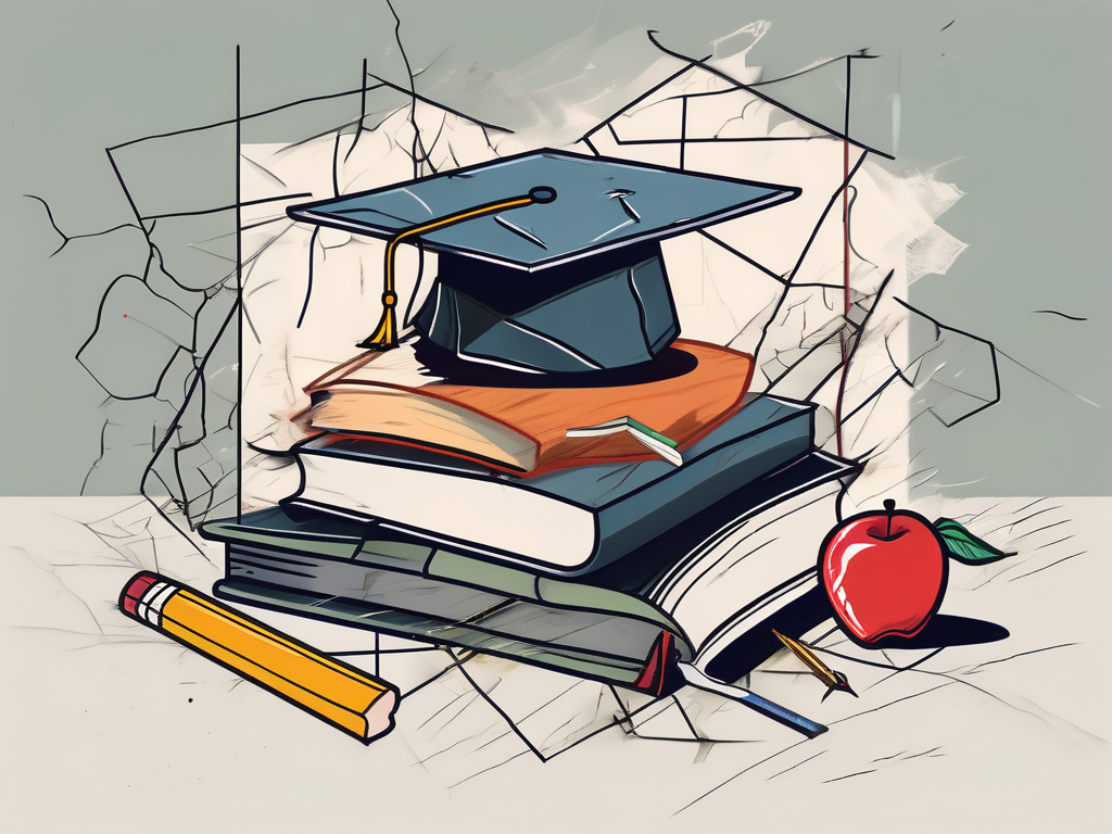 A classroom in hong kong with various symbols like a broken pencil