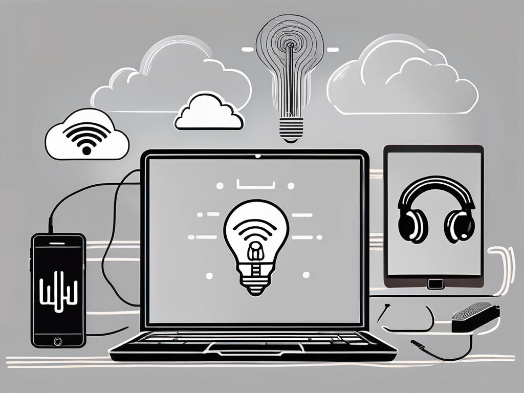 Various technological devices like a laptop