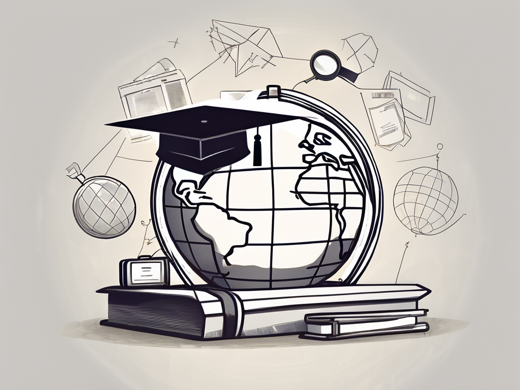 A graduation cap placed on top of a globe