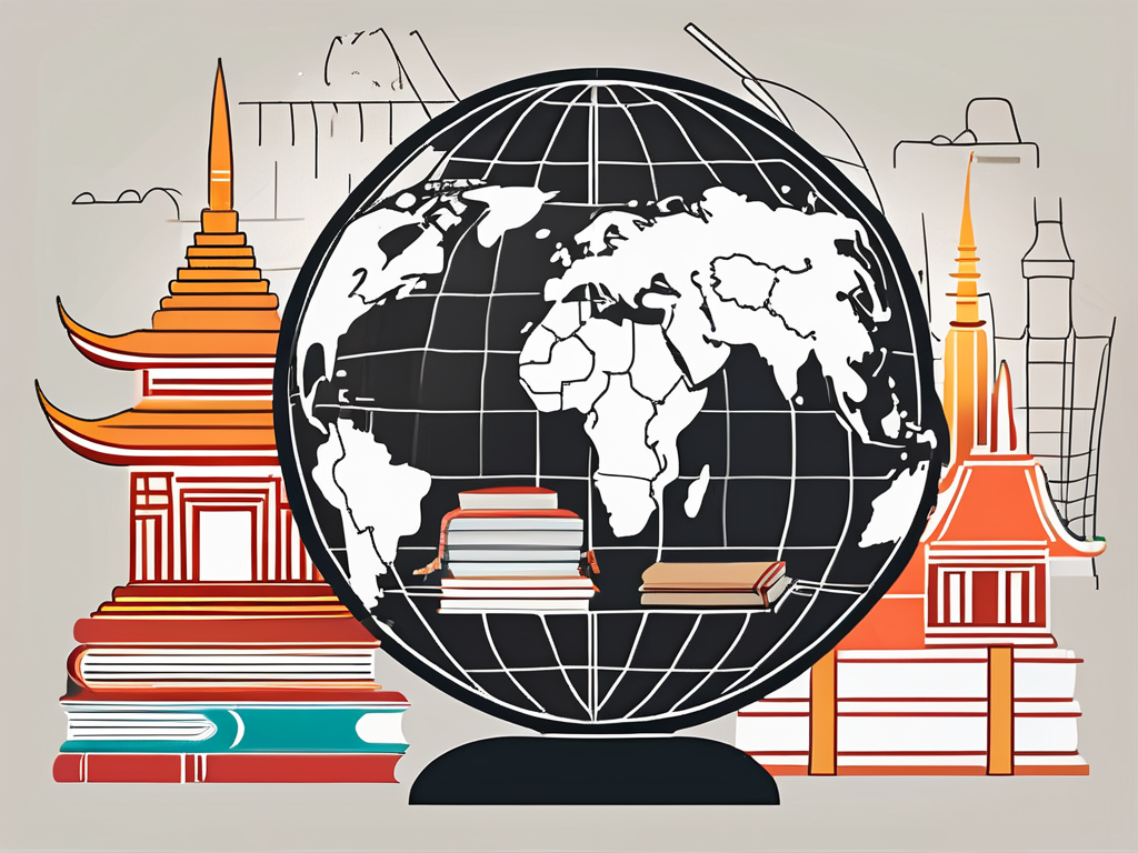 A diverse array of school-related items such as a globe