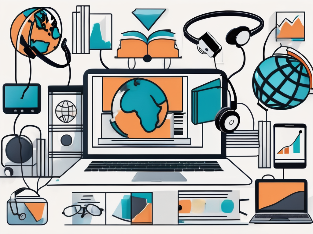 Different digital devices like a laptop