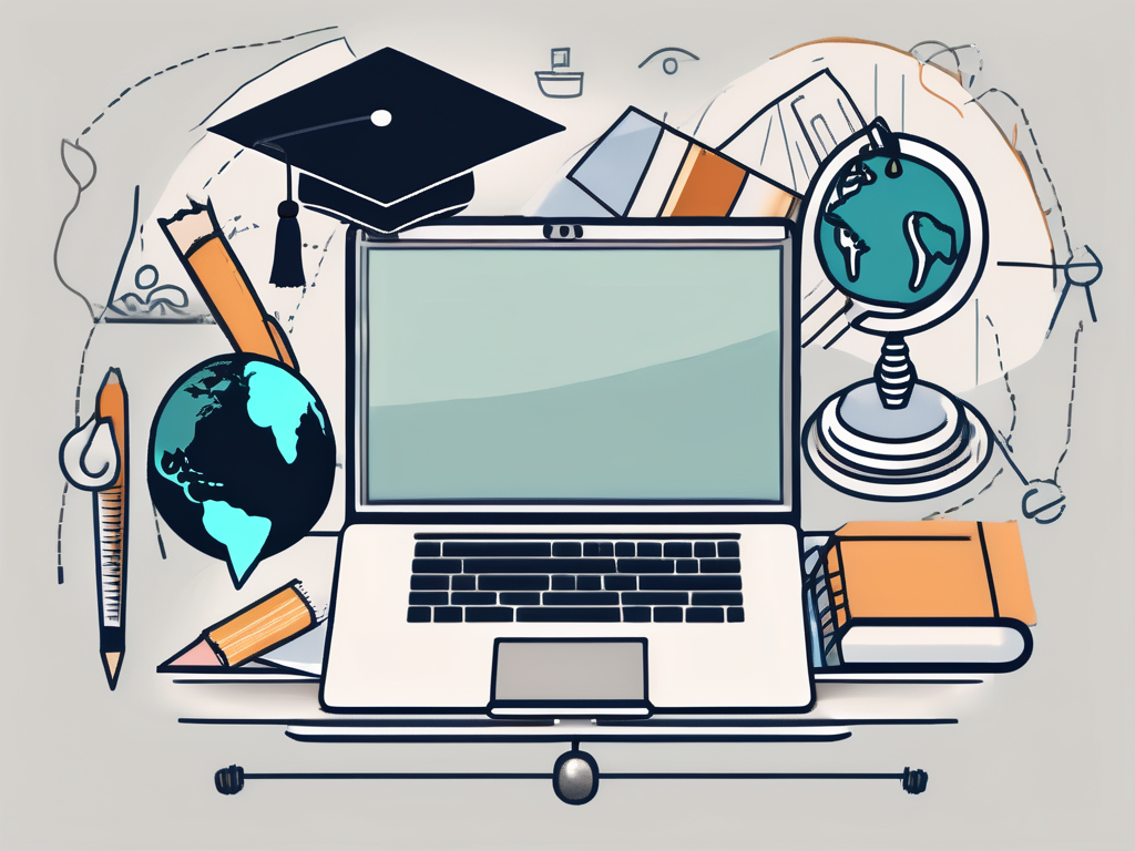 A laptop displaying an educational platform