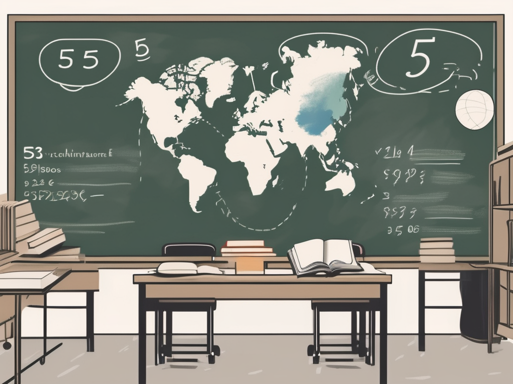 A classroom setting in singapore with various teaching tools like a blackboard