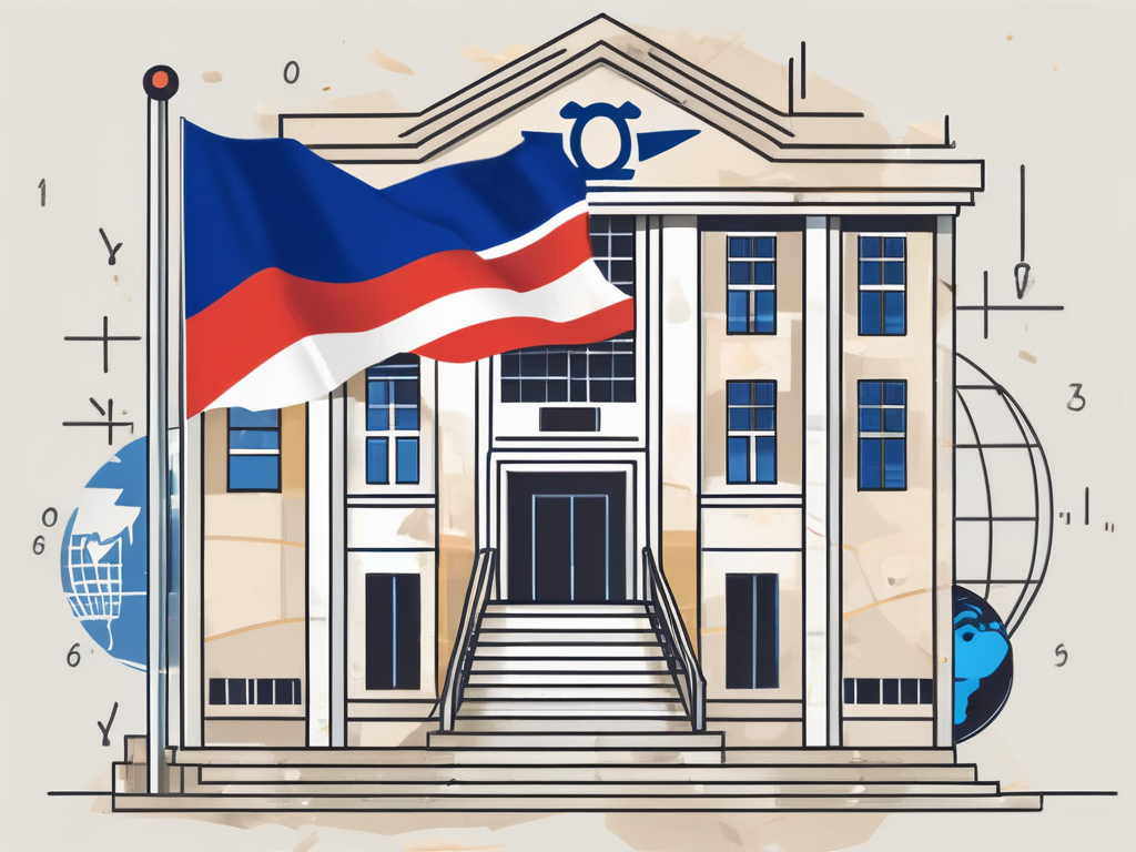 A school building with a thai flag