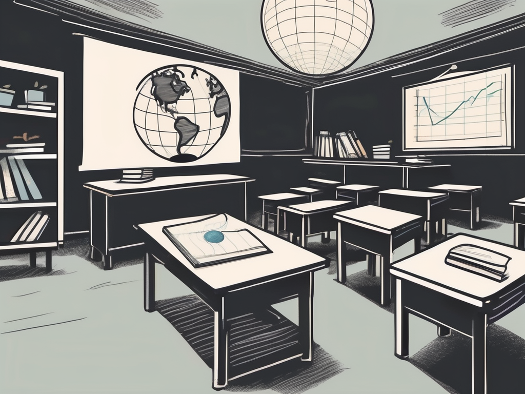 A classroom setting with a chalkboard