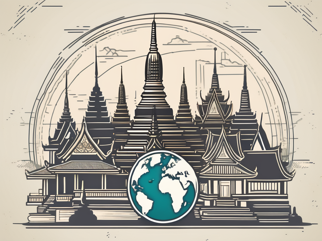 Various iconic landmarks in thailand