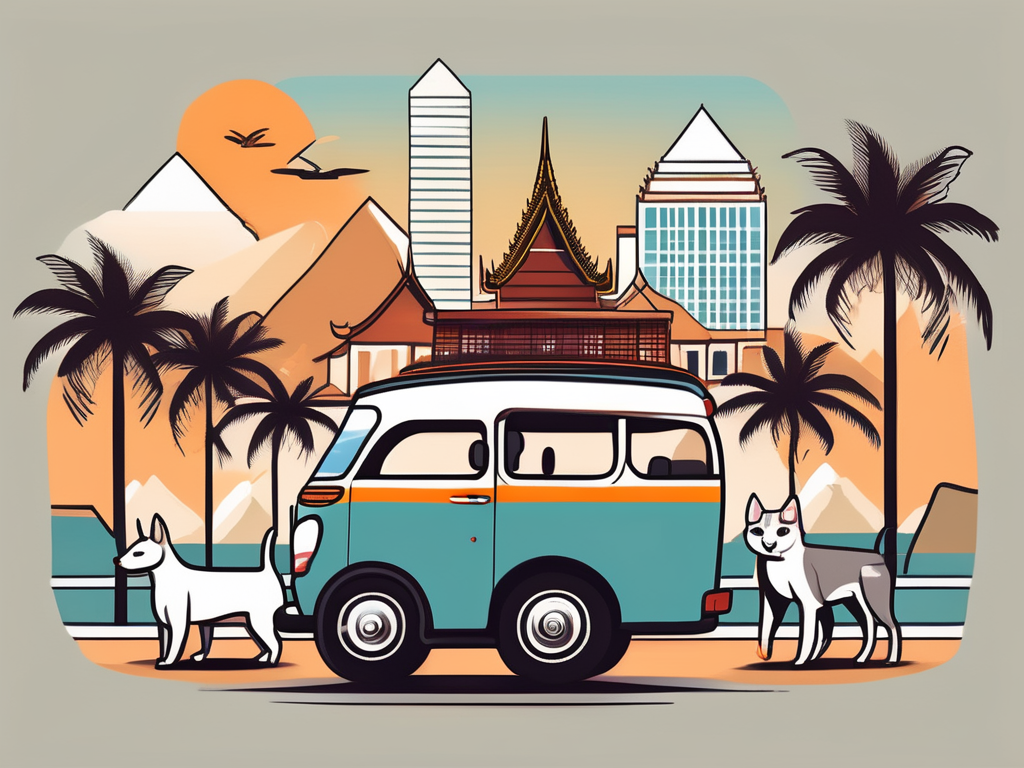 A variety of pets in travel carriers