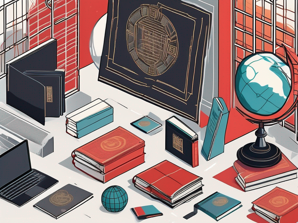 A variety of international school supplies like textbooks