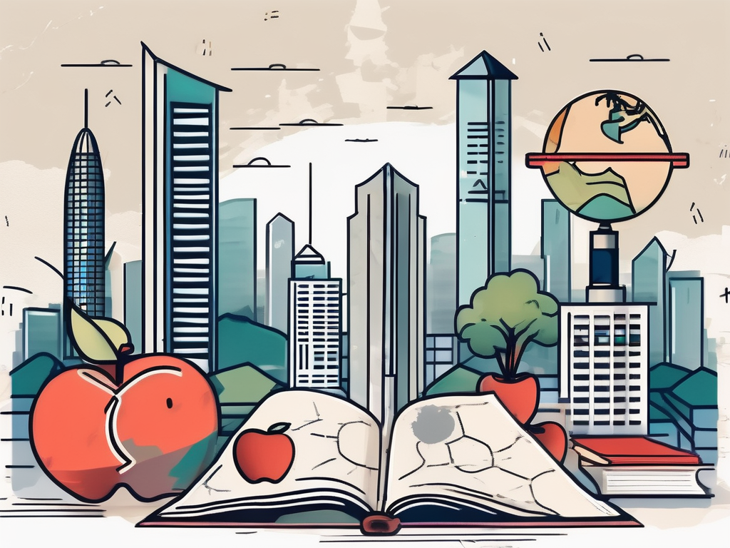 A school building with hong kong's skyline in the background