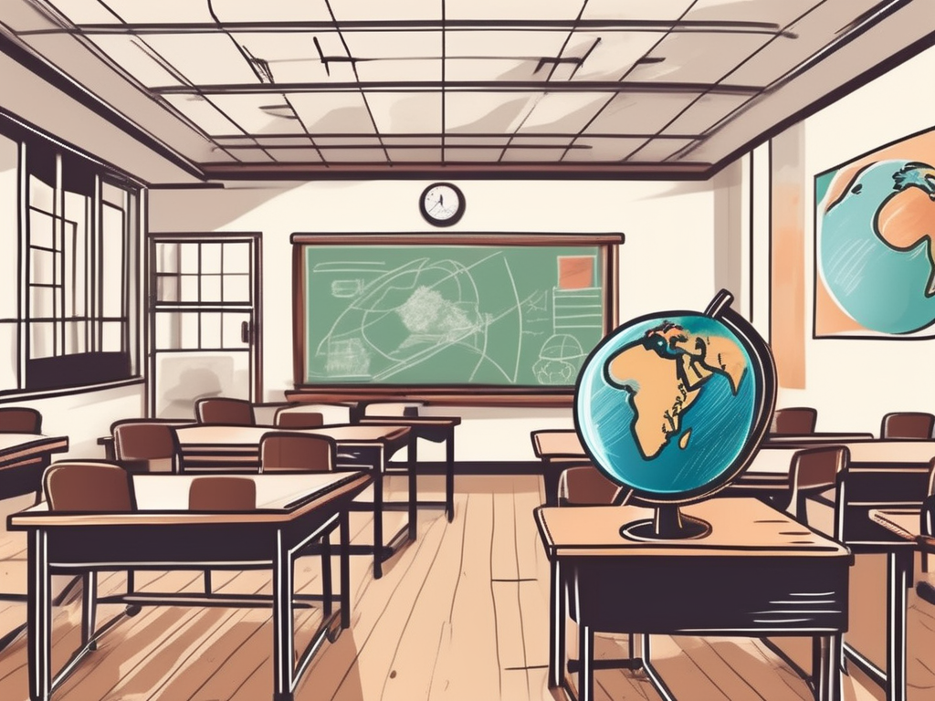 A classroom scene in hong kong with various teaching tools like a globe