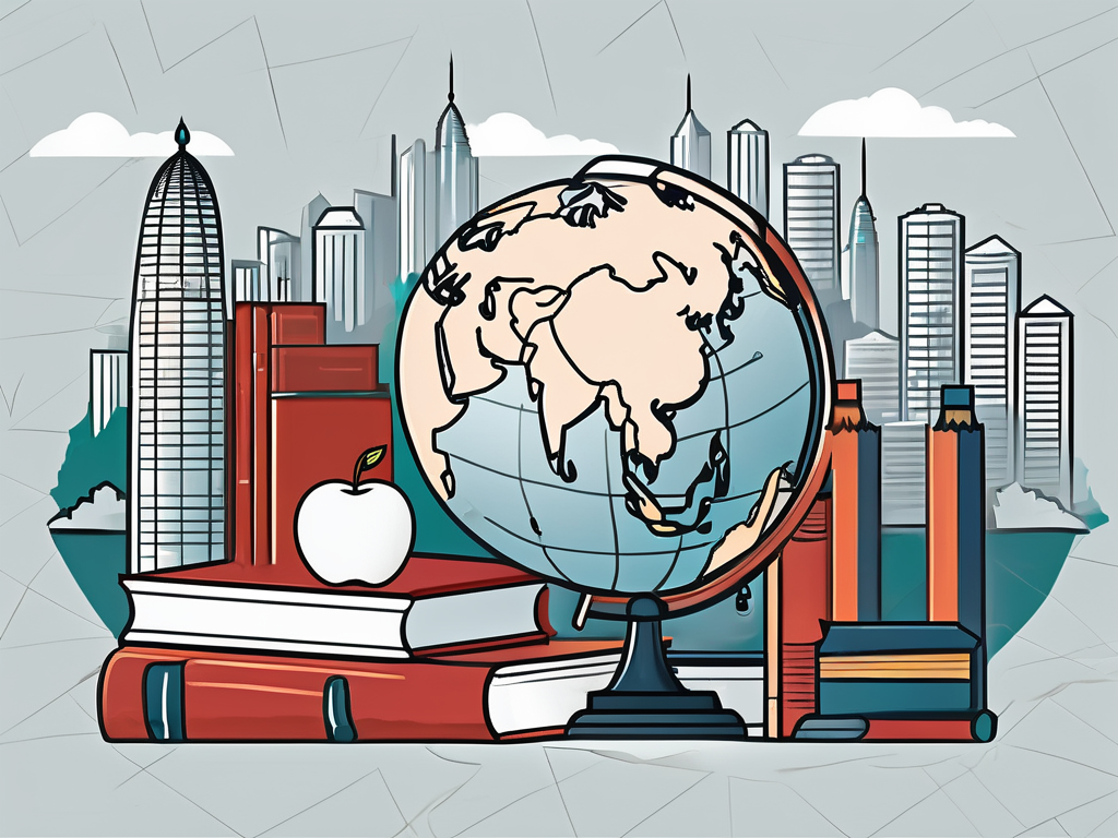 A variety of educational tools such as a globe