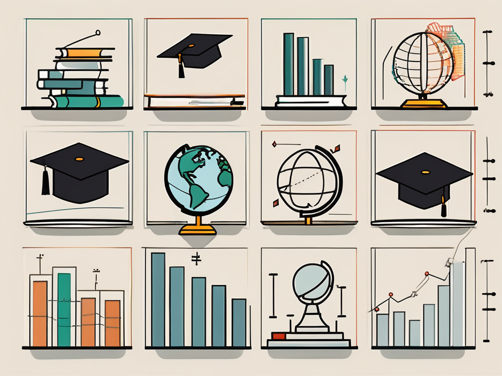 A diverse set of school-related objects such as globes