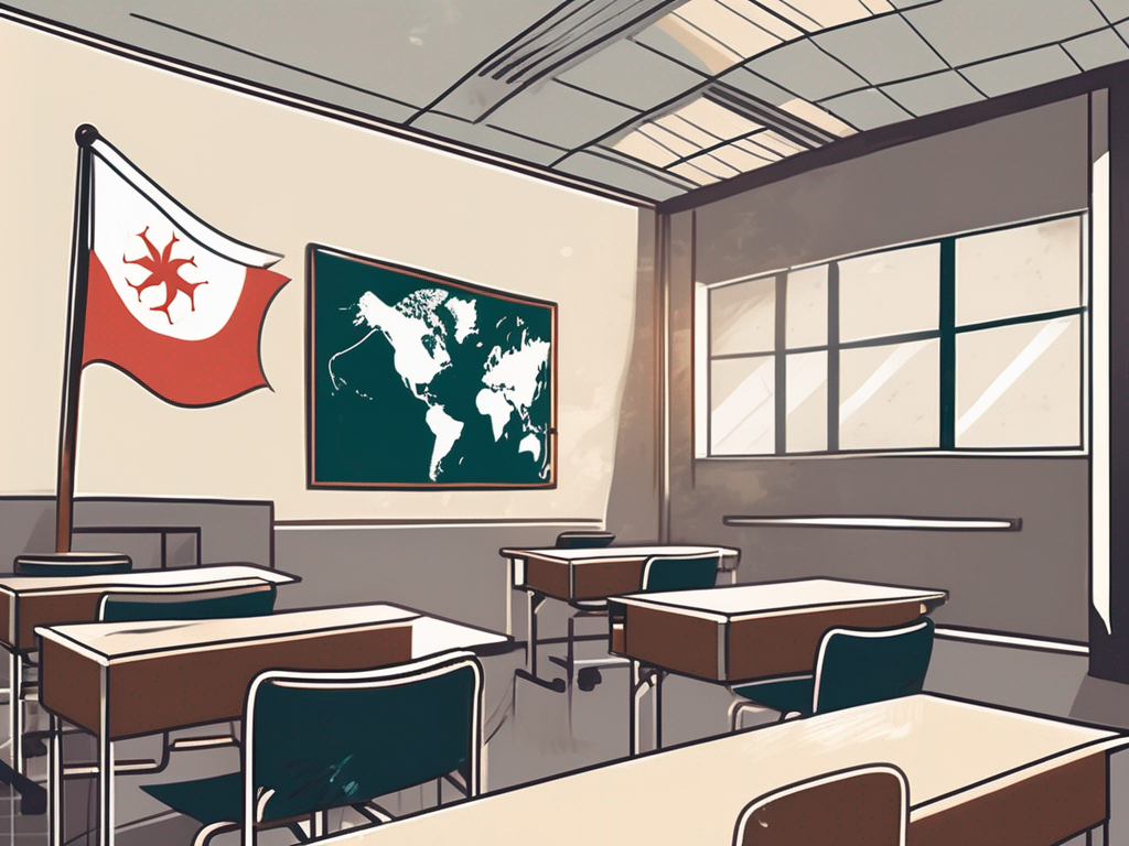 A classroom setting in hong kong with a globe