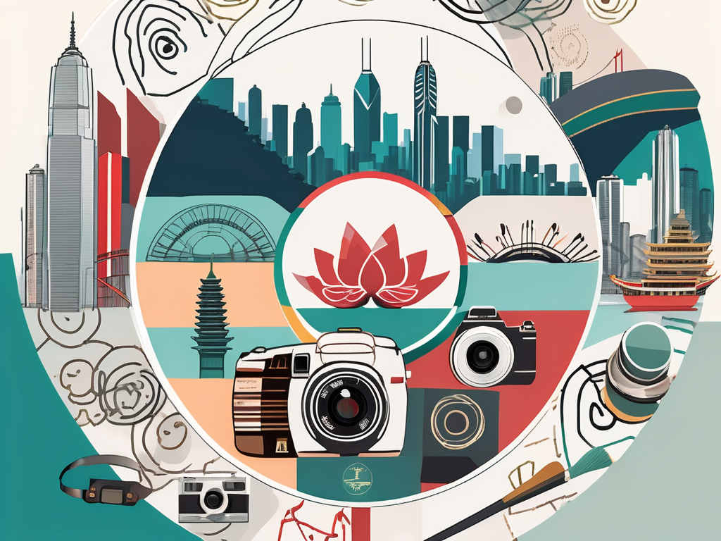 Various artistic tools like paintbrushes