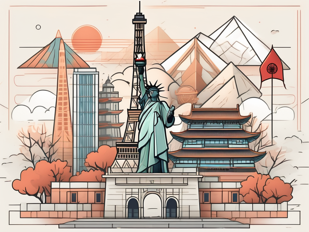 A variety of international landmarks