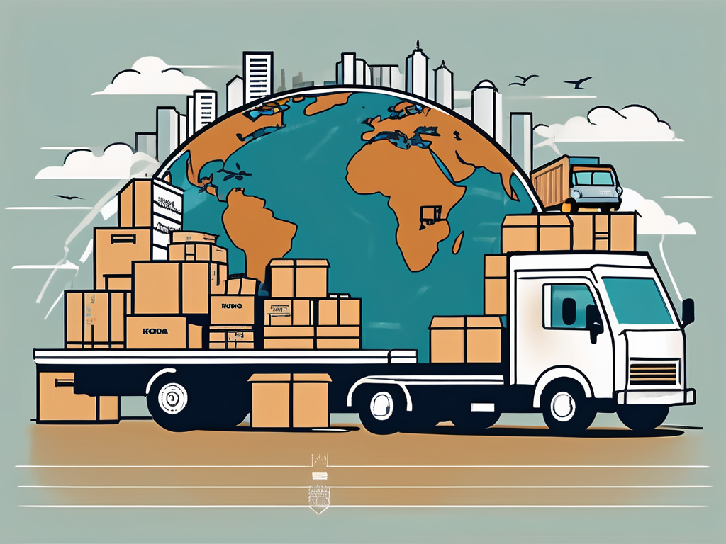 Various moving boxes labeled with different international school names