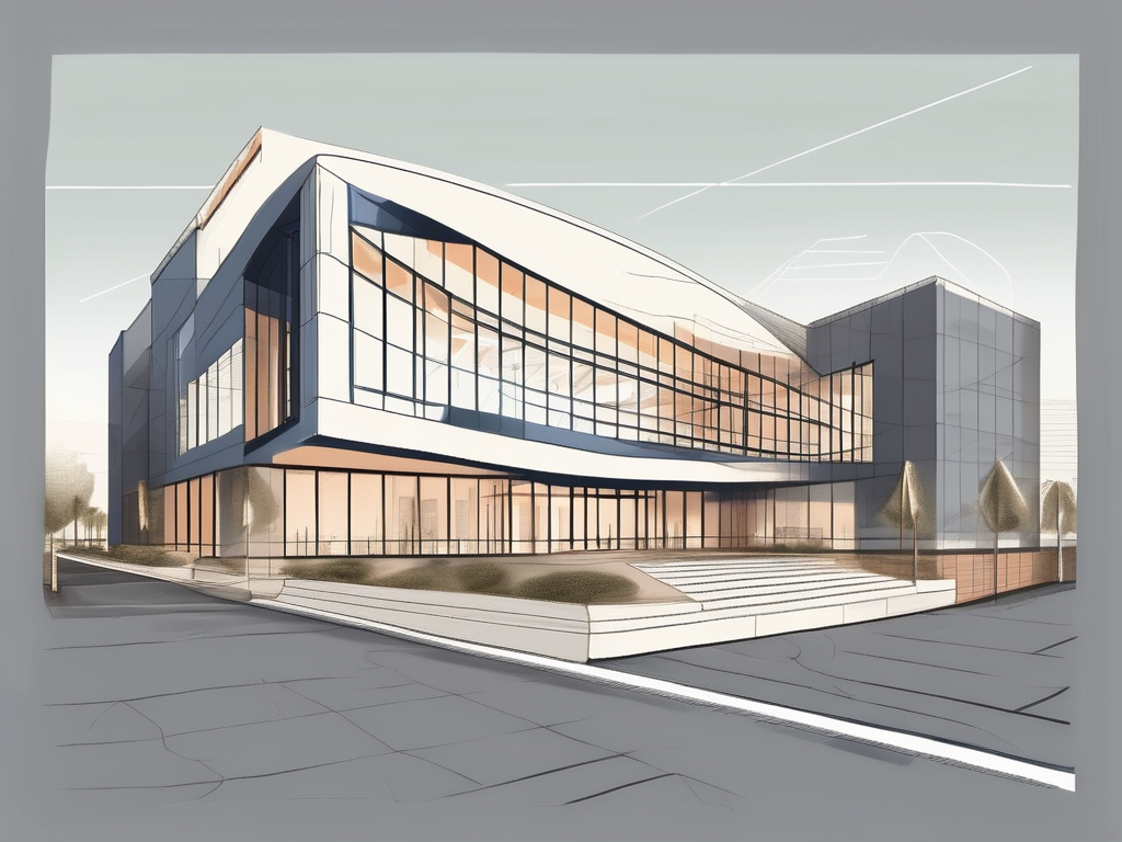 An international school building in dubai with six different paths leading towards it