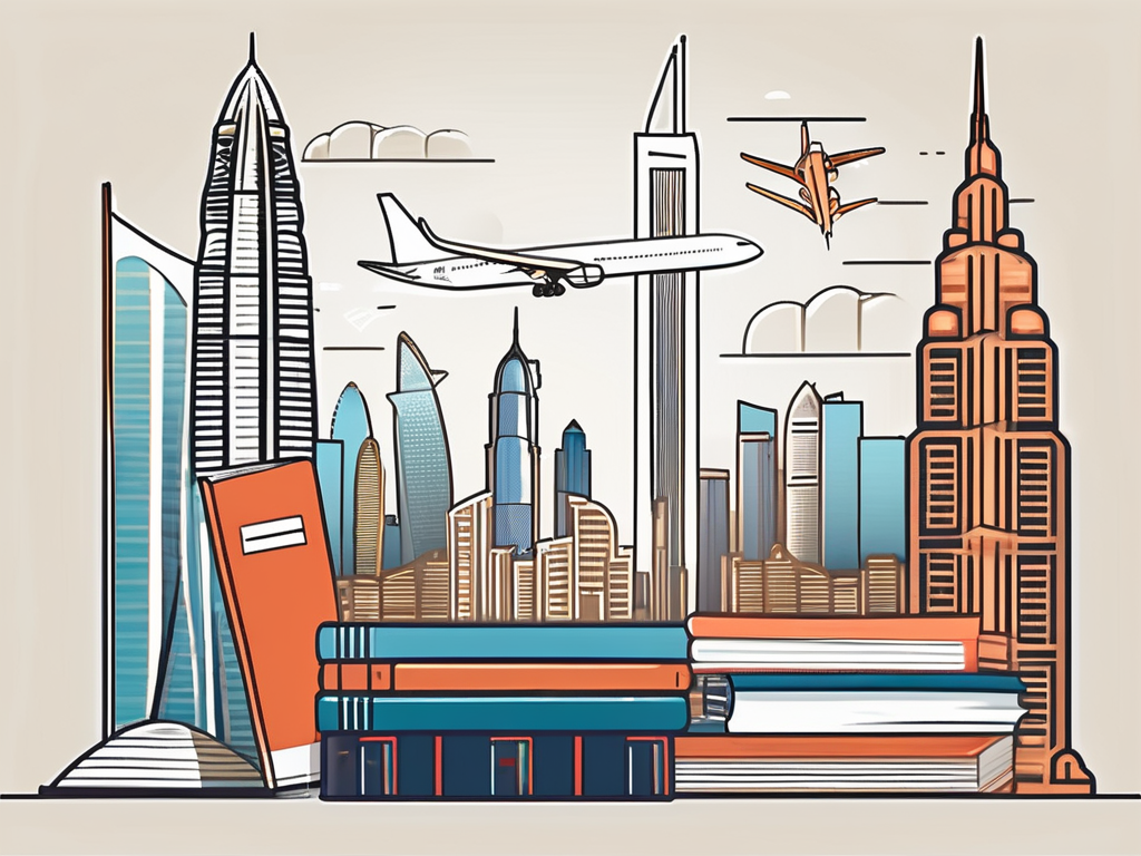 A diverse collection of school-related items such as books