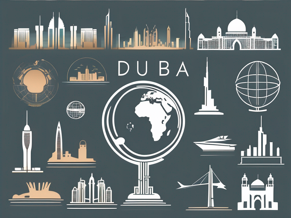 A diverse set of symbolic icons representing different academic subjects (like a globe for geography