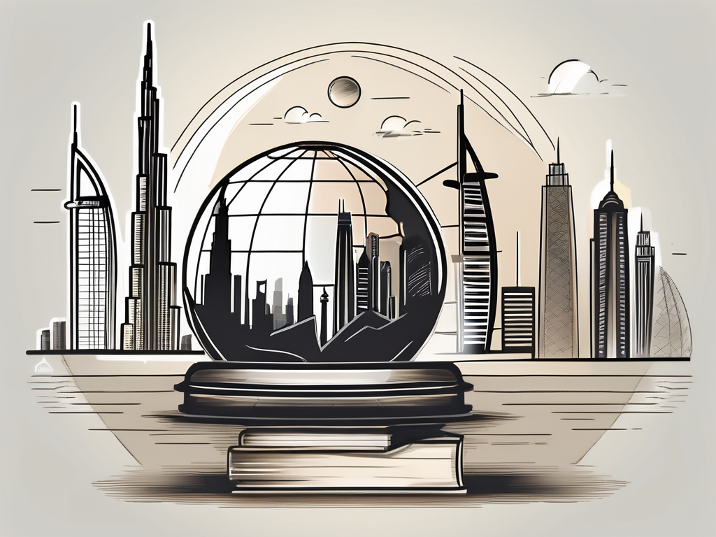 A mix of recognizable dubai landmarks