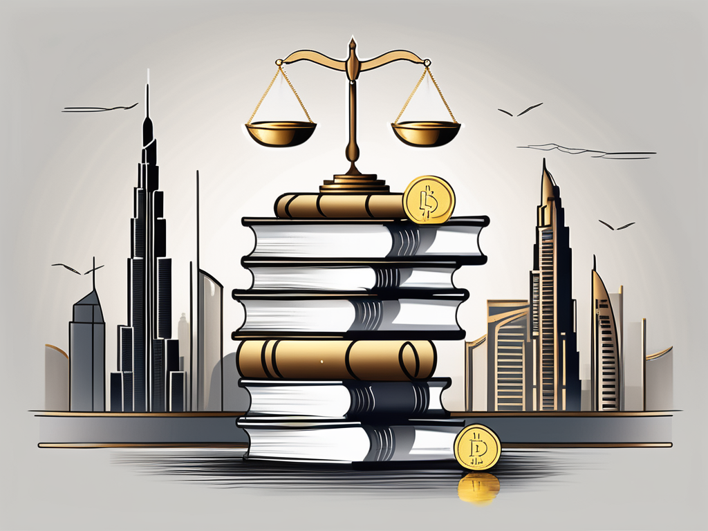 A scale balancing a stack of books symbolizing knowledge and a pile of gold coins representing salary