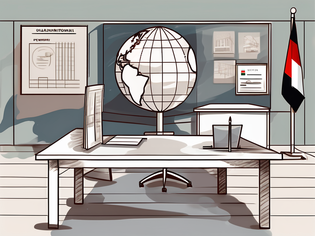 A school building with a uae flag