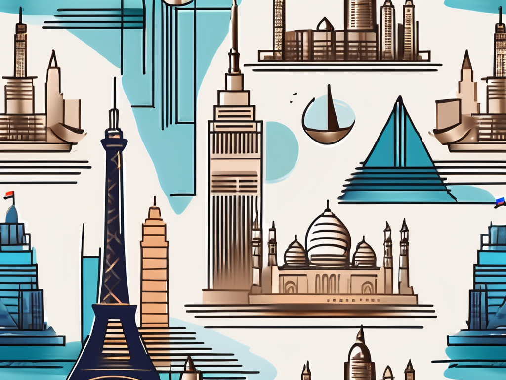 A variety of international shipping boxes